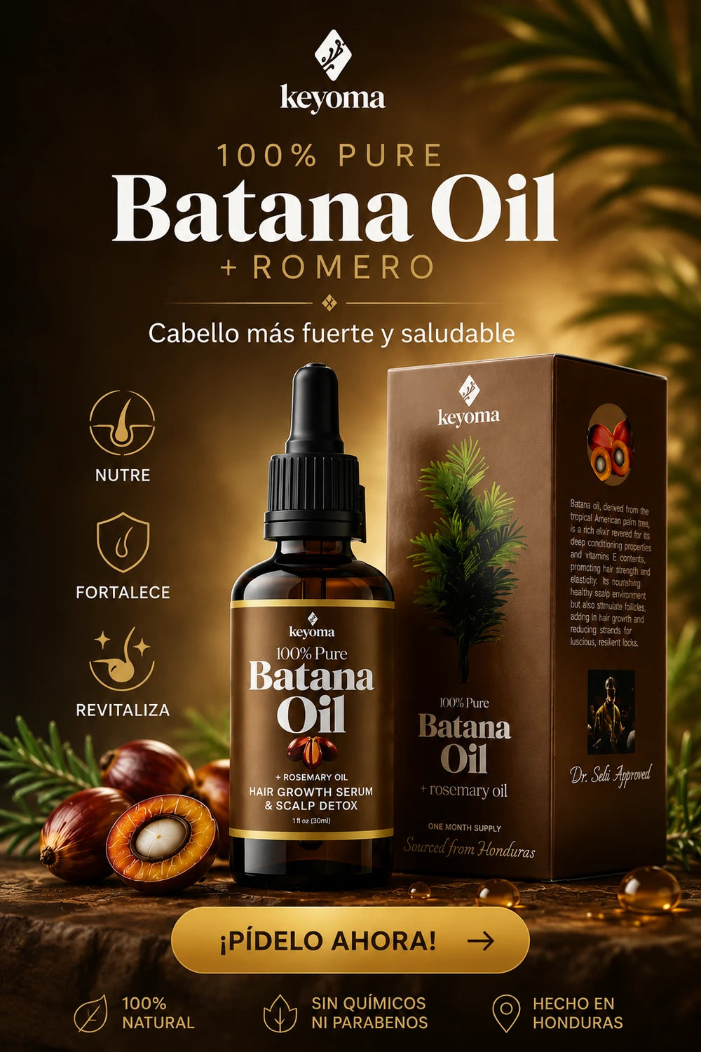 Aceite capilar de batana, romero y menta (30ml)